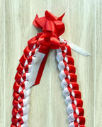 Red and White 5/8" Ribbon Lei