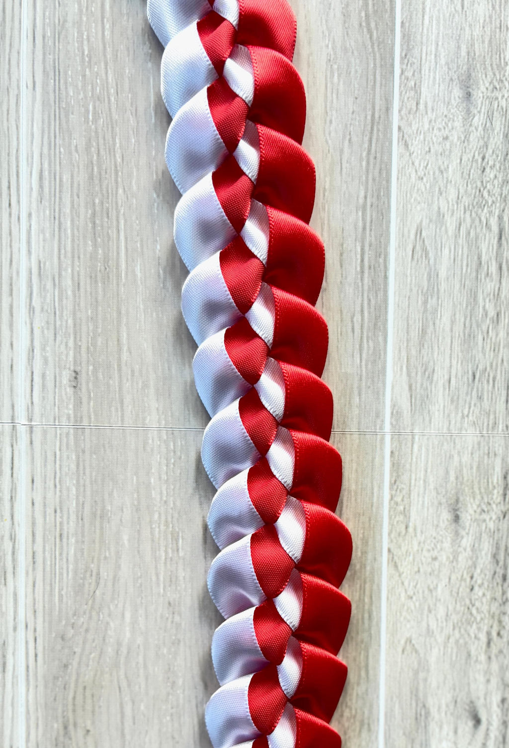 Red and White 5/8" Ribbon Lei
