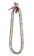 Rainbow and White 3/8-inch Ribbon Lei