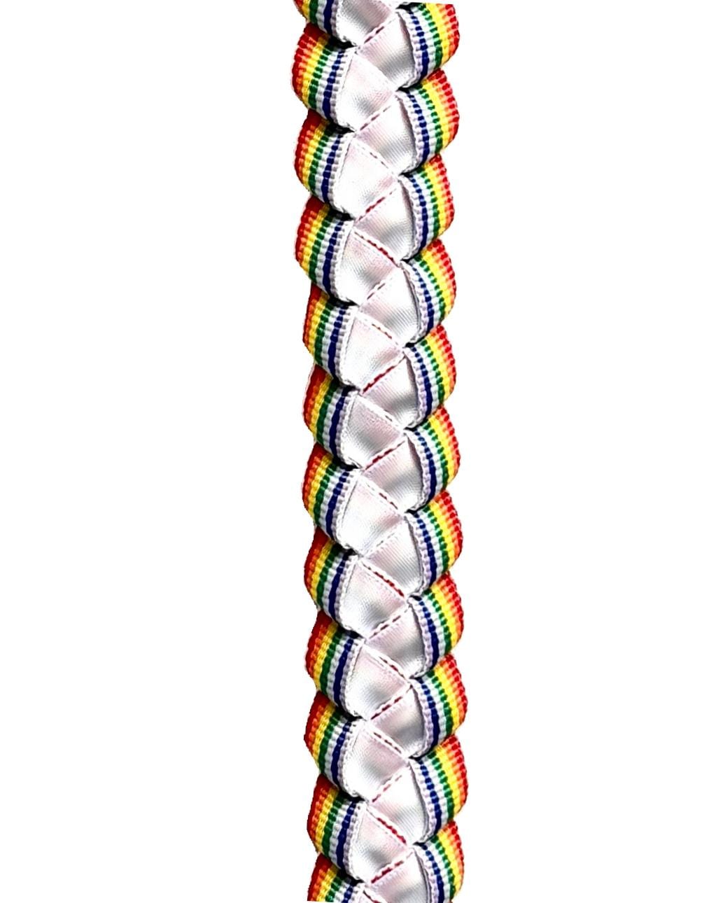 Rainbow and White 3/8-inch Ribbon Lei