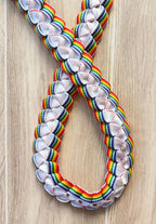 Rainbow and White 3/8-inch Ribbon Lei