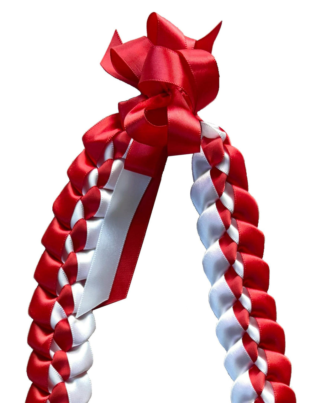 Red and White 5/8" Ribbon Lei