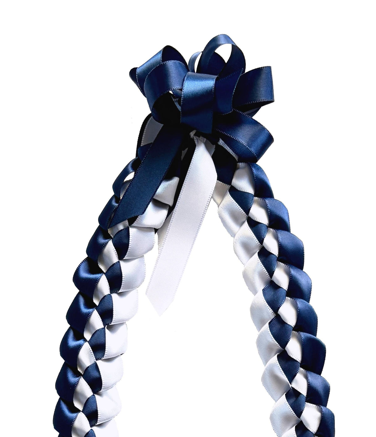 Navy Blue and White 5/8" Ribbon Lei