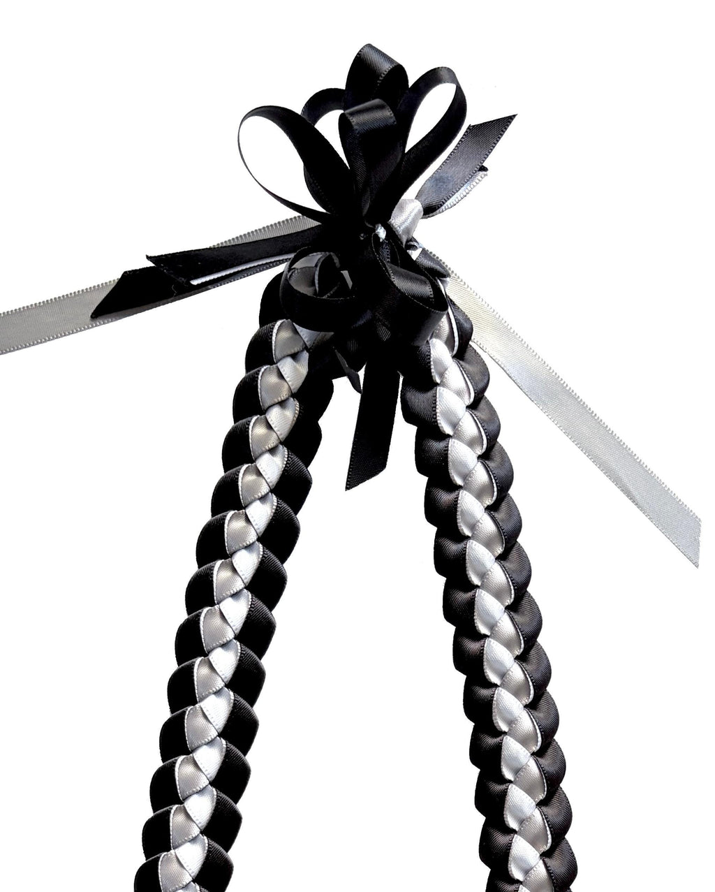 Silver, Black, and White 3/8" Ribbon Lei