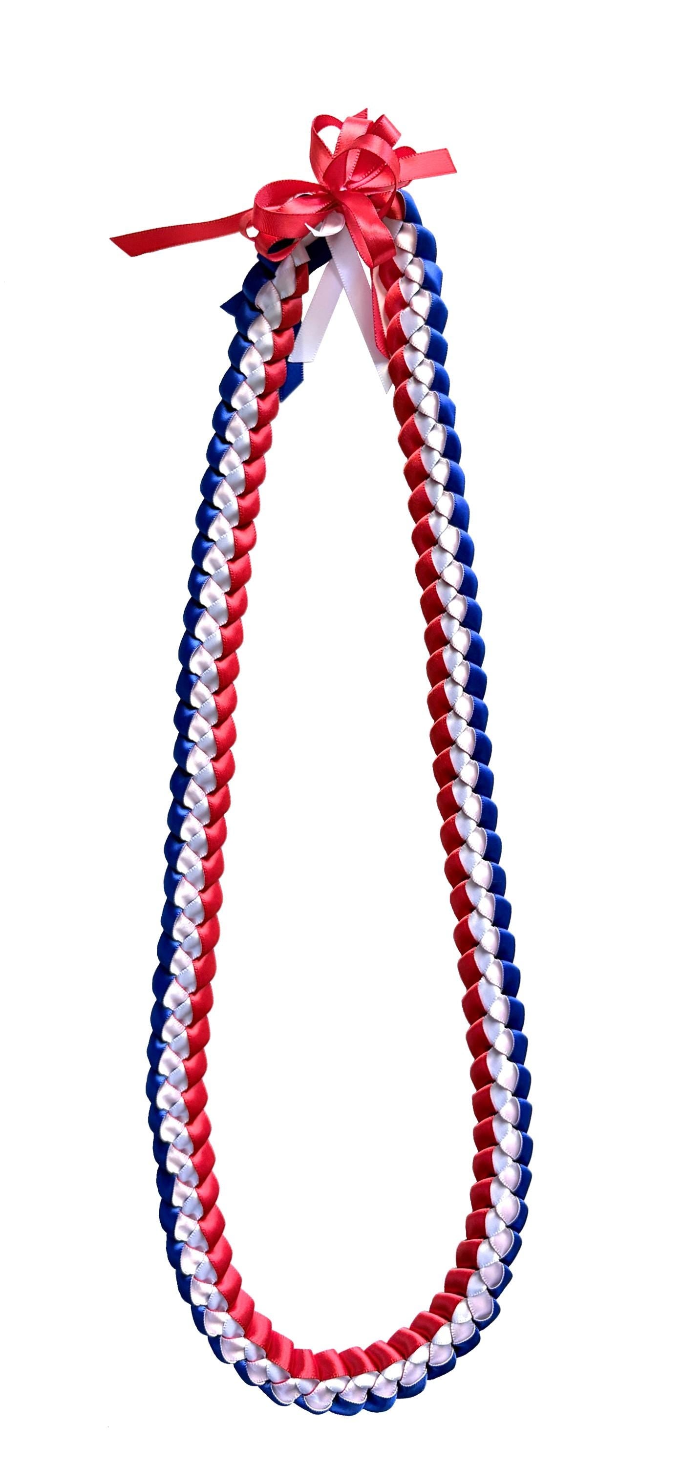 Red, White, and Royal Blue 3/8" Ribbon Lei