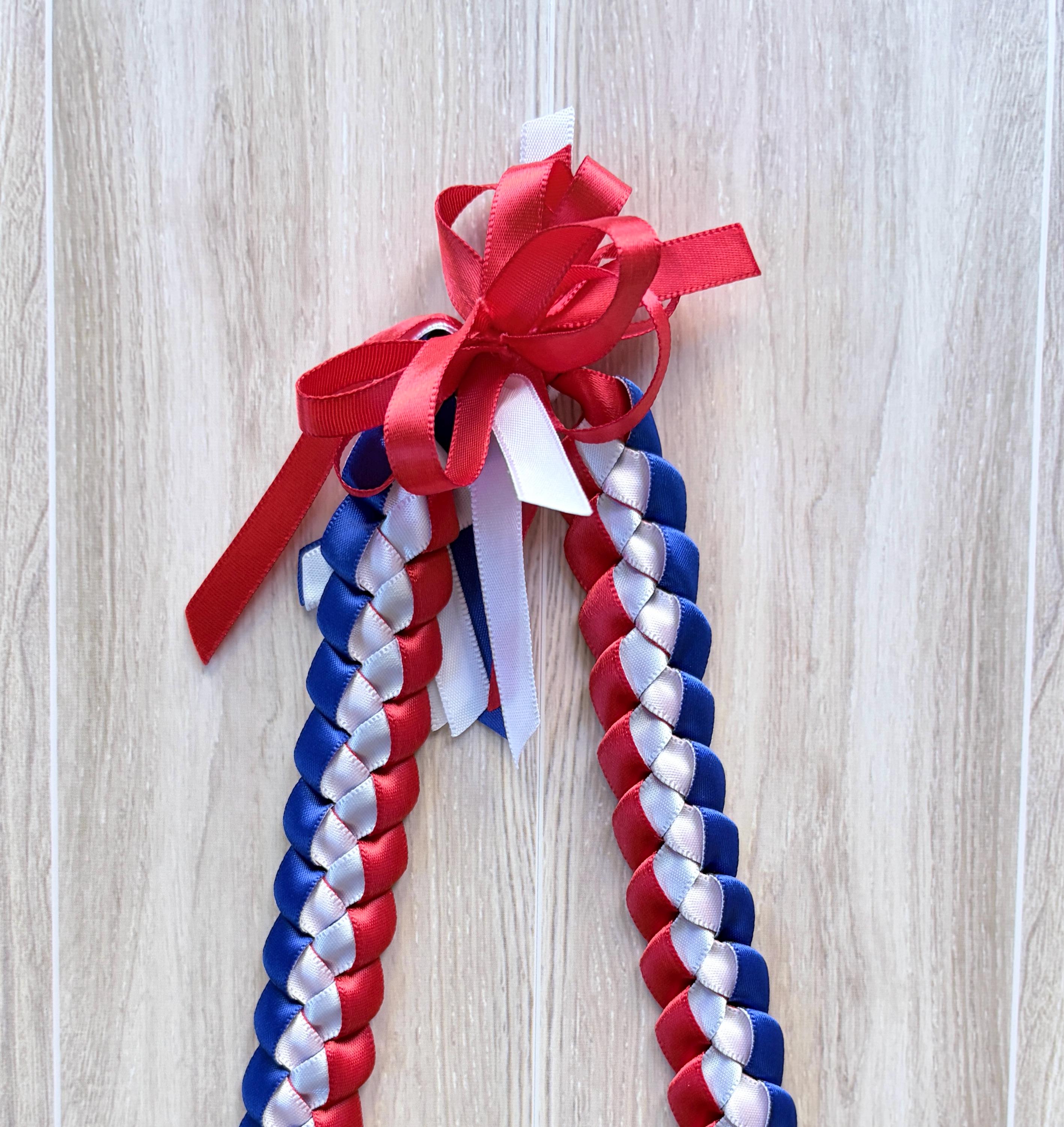 Red, White, and Royal Blue 3/8" Ribbon Lei