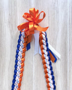 Royal Blue, Orange, and White 3/8" Ribbon Lei