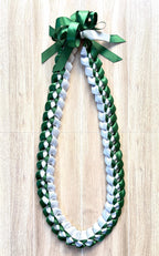 Forest Green and White 5/8" Ribbon Lei