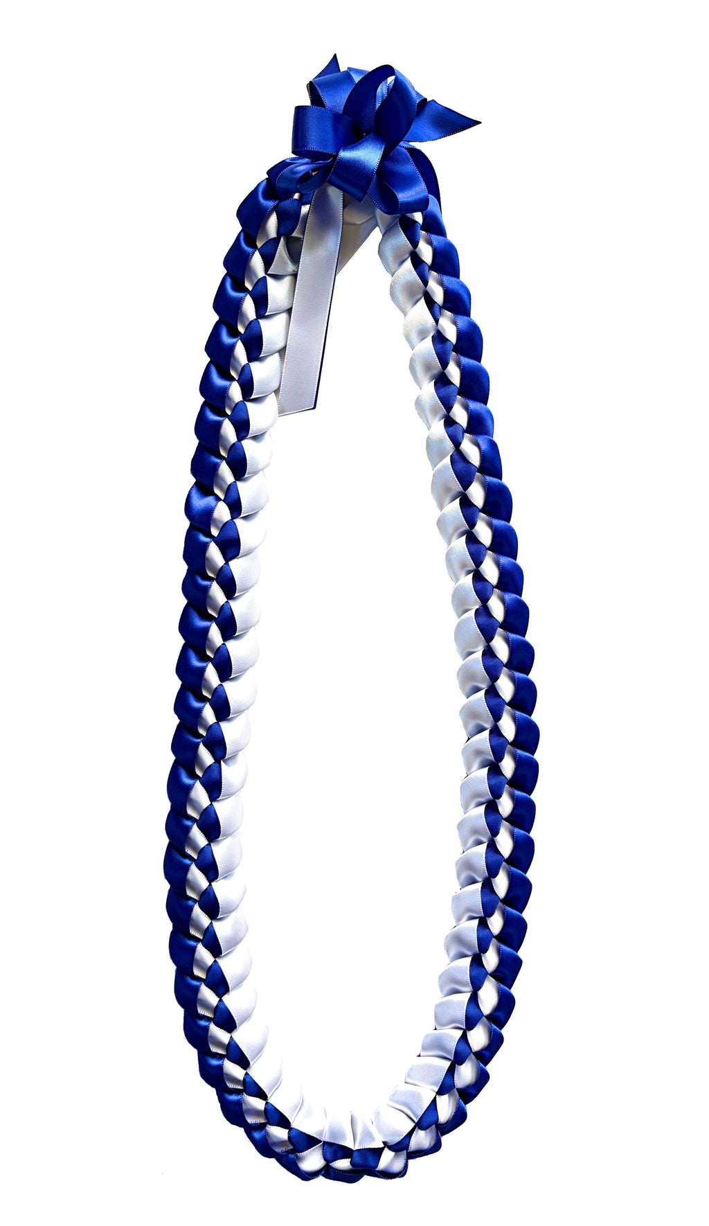 Royal Blue and White 5/8" Ribbon Lei