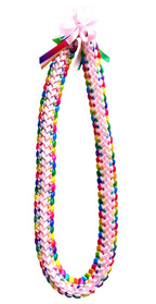 Pink and Pastel Multicolor Double Ribbon Lei