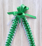 Emerald Green and White Double Ribbon Lei