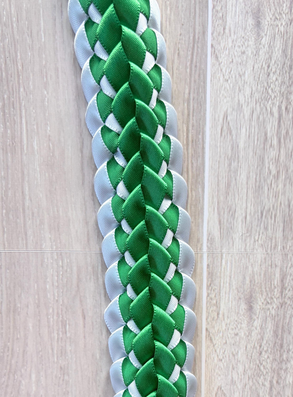 Emerald Green and White Double Ribbon Lei