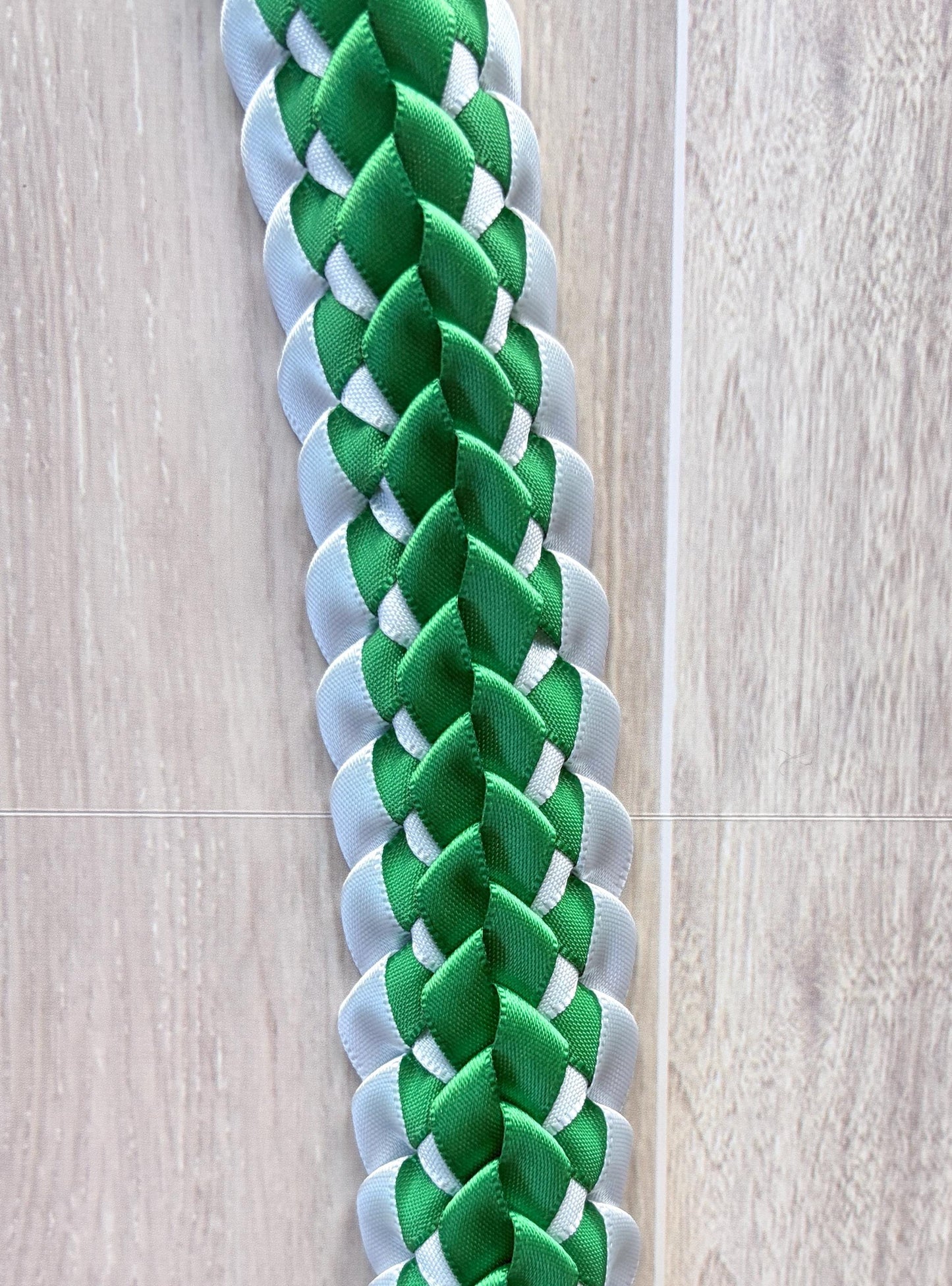 Emerald Green and White Double Ribbon Lei