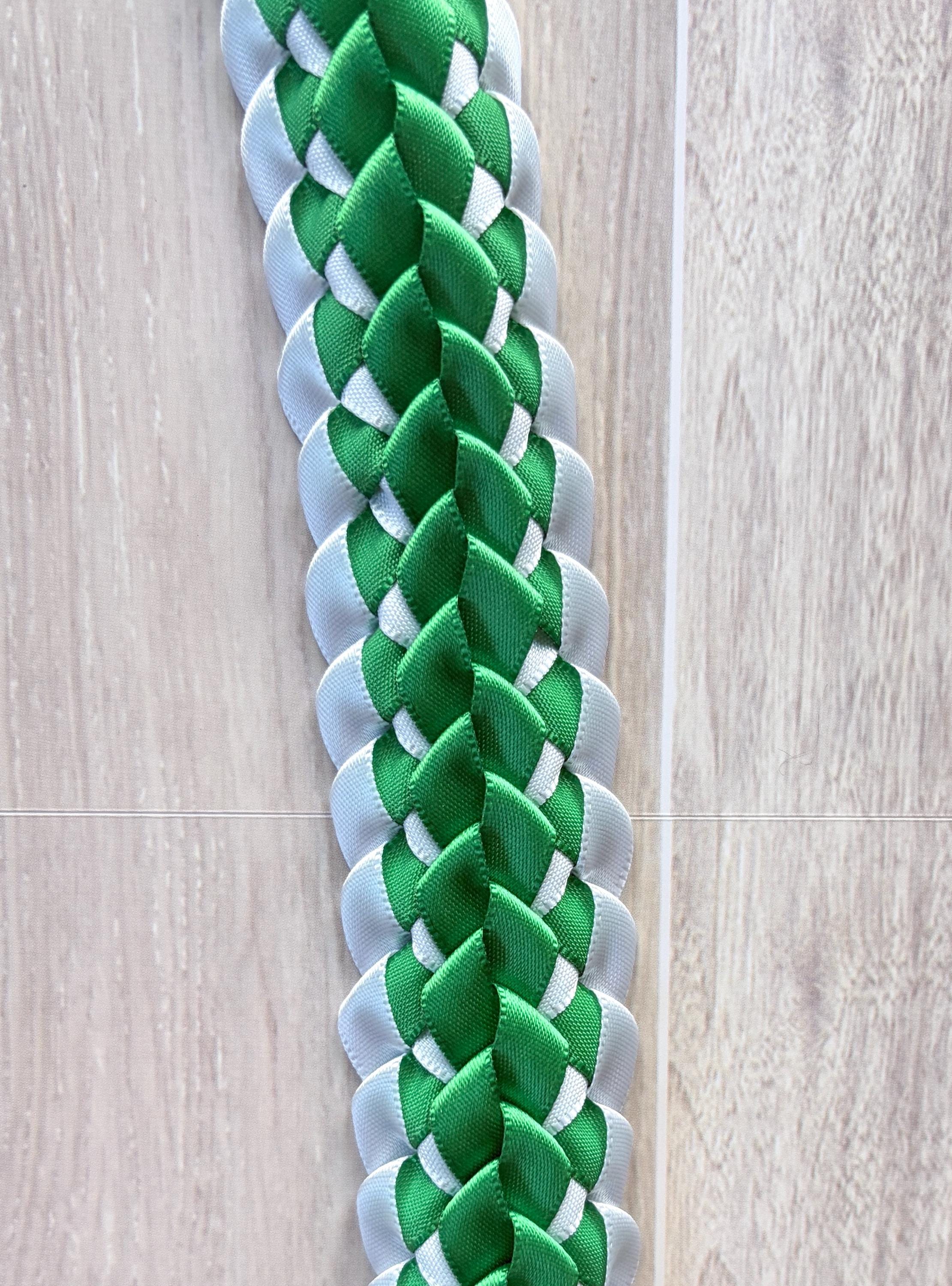 Emerald Green and White Double Ribbon Lei
