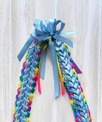 Slate Blue and Pastel Multicolor Ribbon Lei