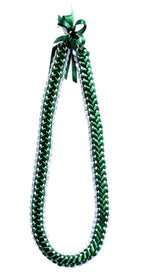 Forest Green and White Double Ribbon Lei