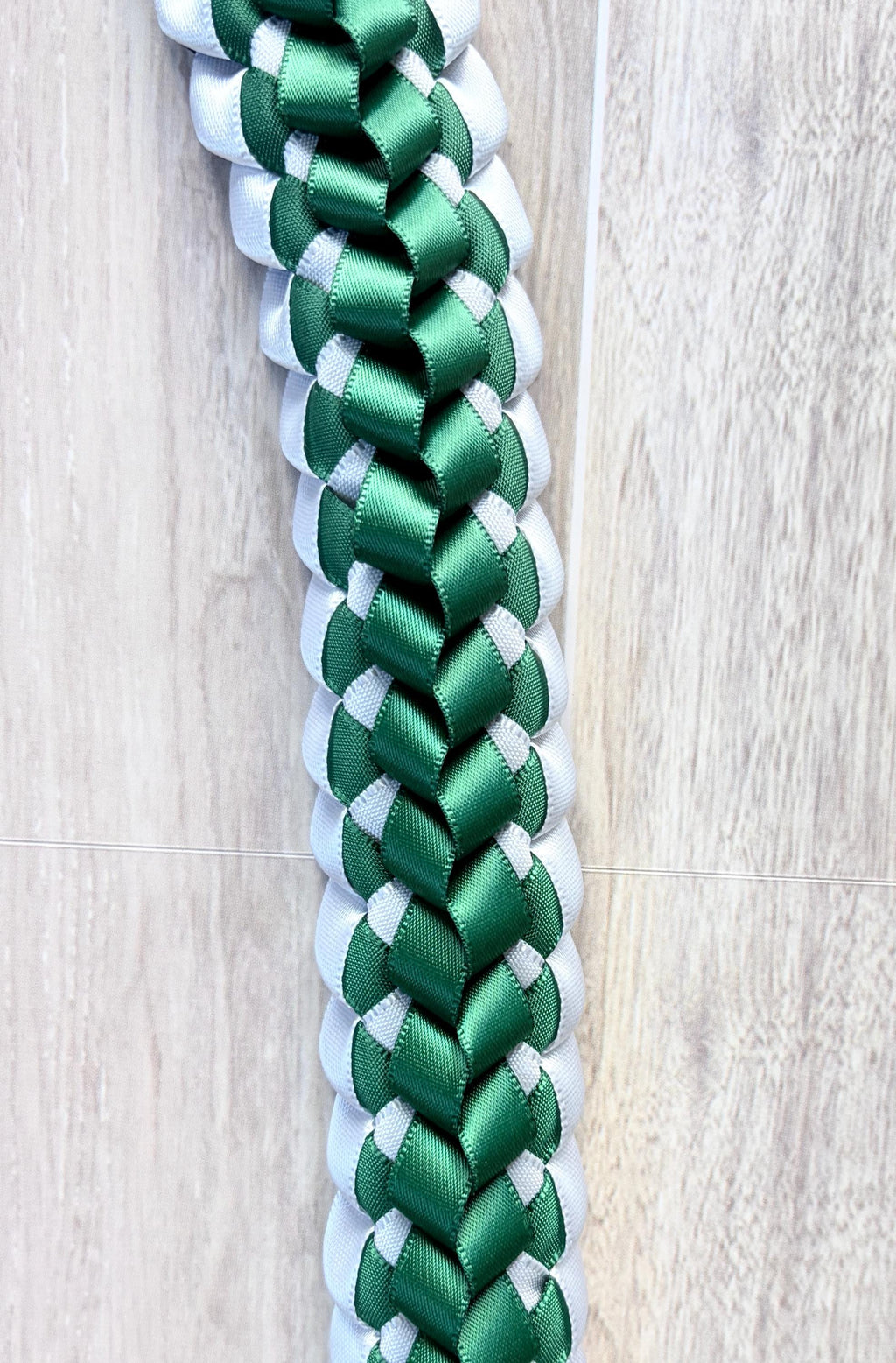 Forest Green and White Double Ribbon Lei