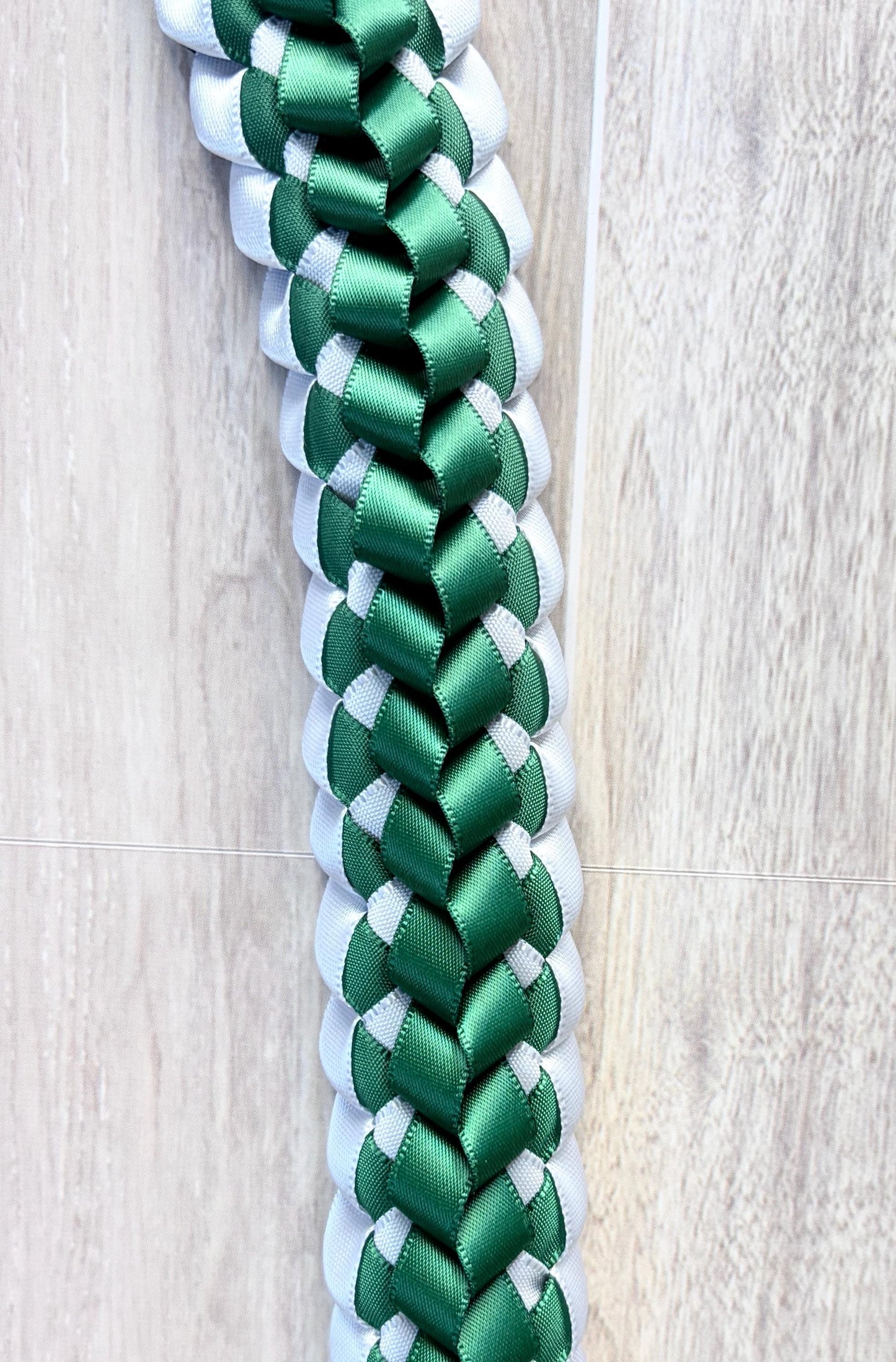 Forest Green and White Double Ribbon Lei
