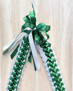 Forest Green and White Double Ribbon Lei