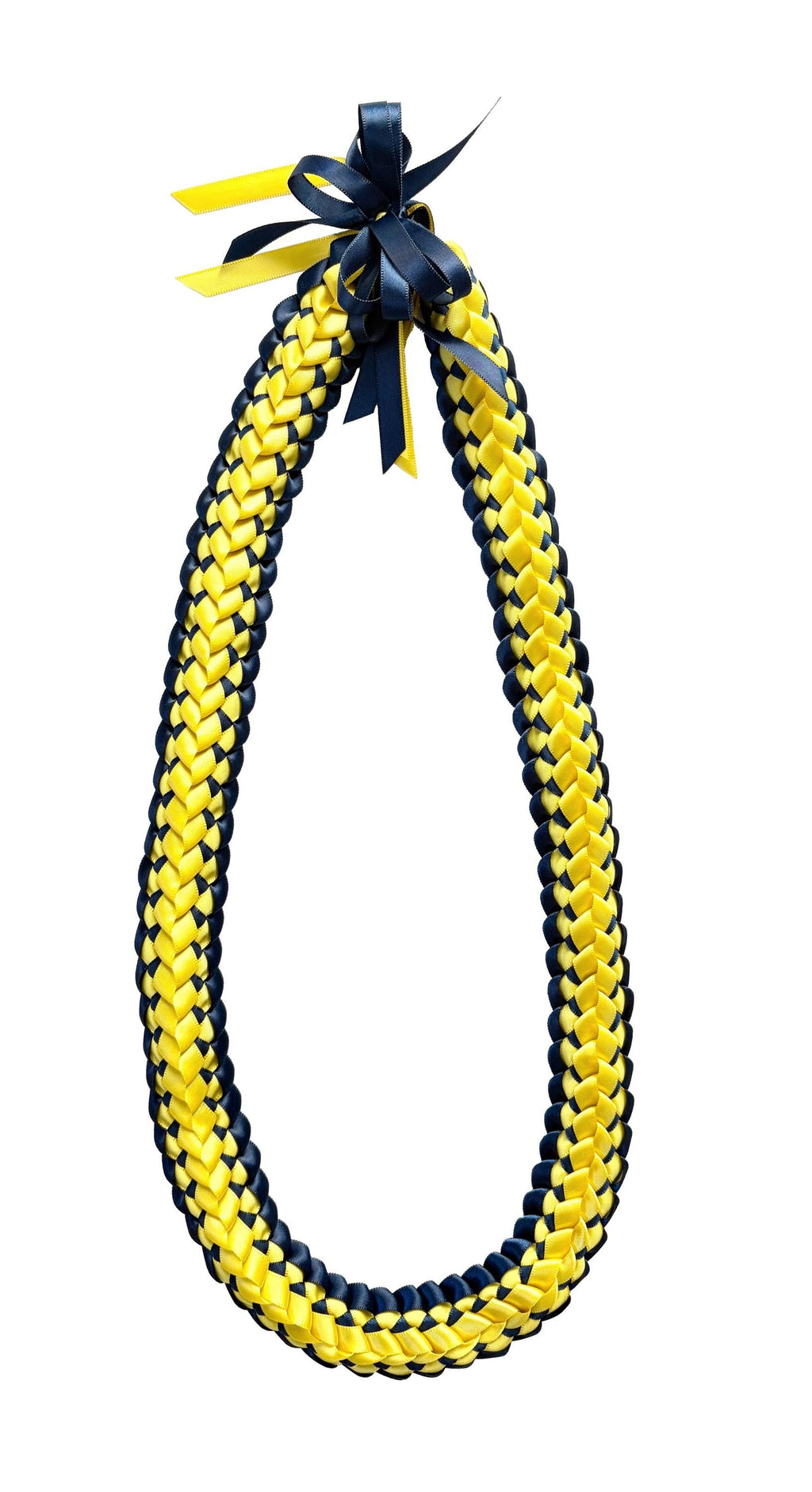 Navy Blue and Yellow Double Ribbon Lei