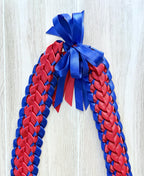 Royal Blue and Red Double Ribbon Lei