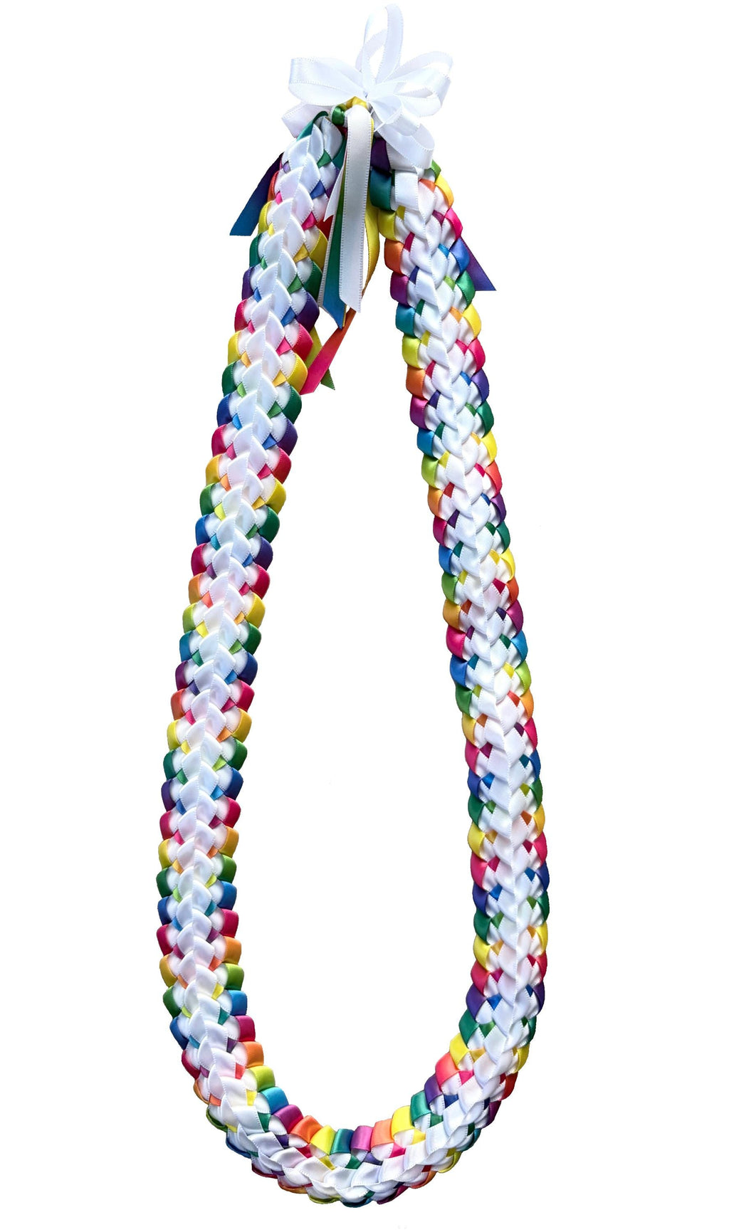 White and Pastel Multicolor Ribbon Lei