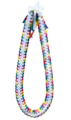 White and Pastel Multicolor Ribbon Lei
