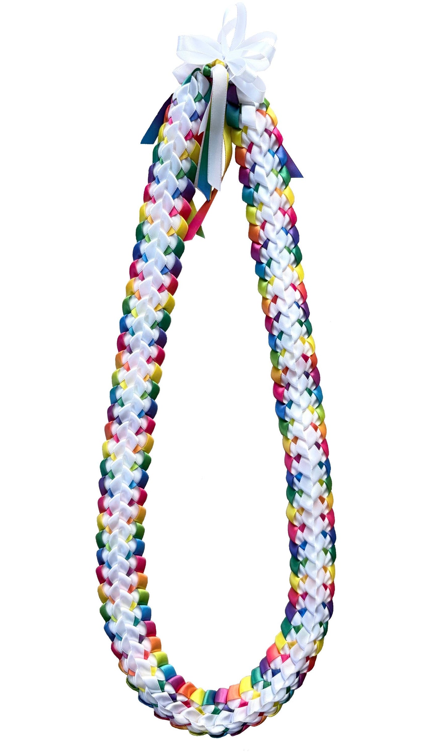 White and Pastel Multicolor Ribbon Lei