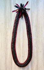 Burgundy and Black Double Ribbon Lei