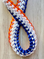 Royal Blue, Orange, and White Double Ribbon Lei