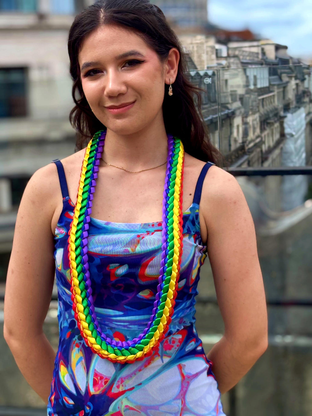 Rainbow Double Ribbon Lei