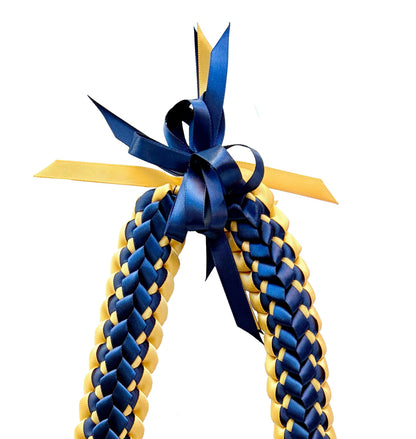 Navy Blue and Gold Double Ribbon Lei