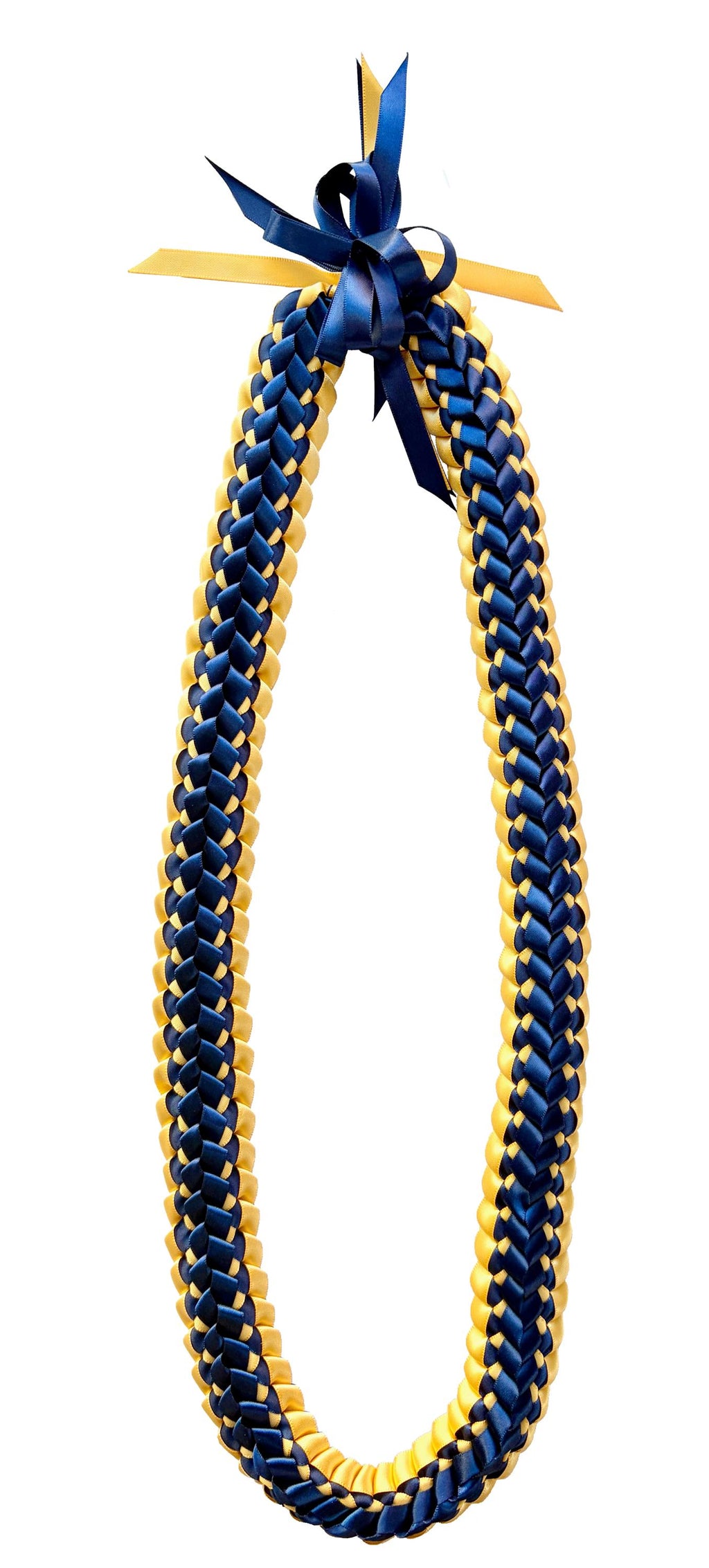 Navy Blue and Gold Double Ribbon Lei