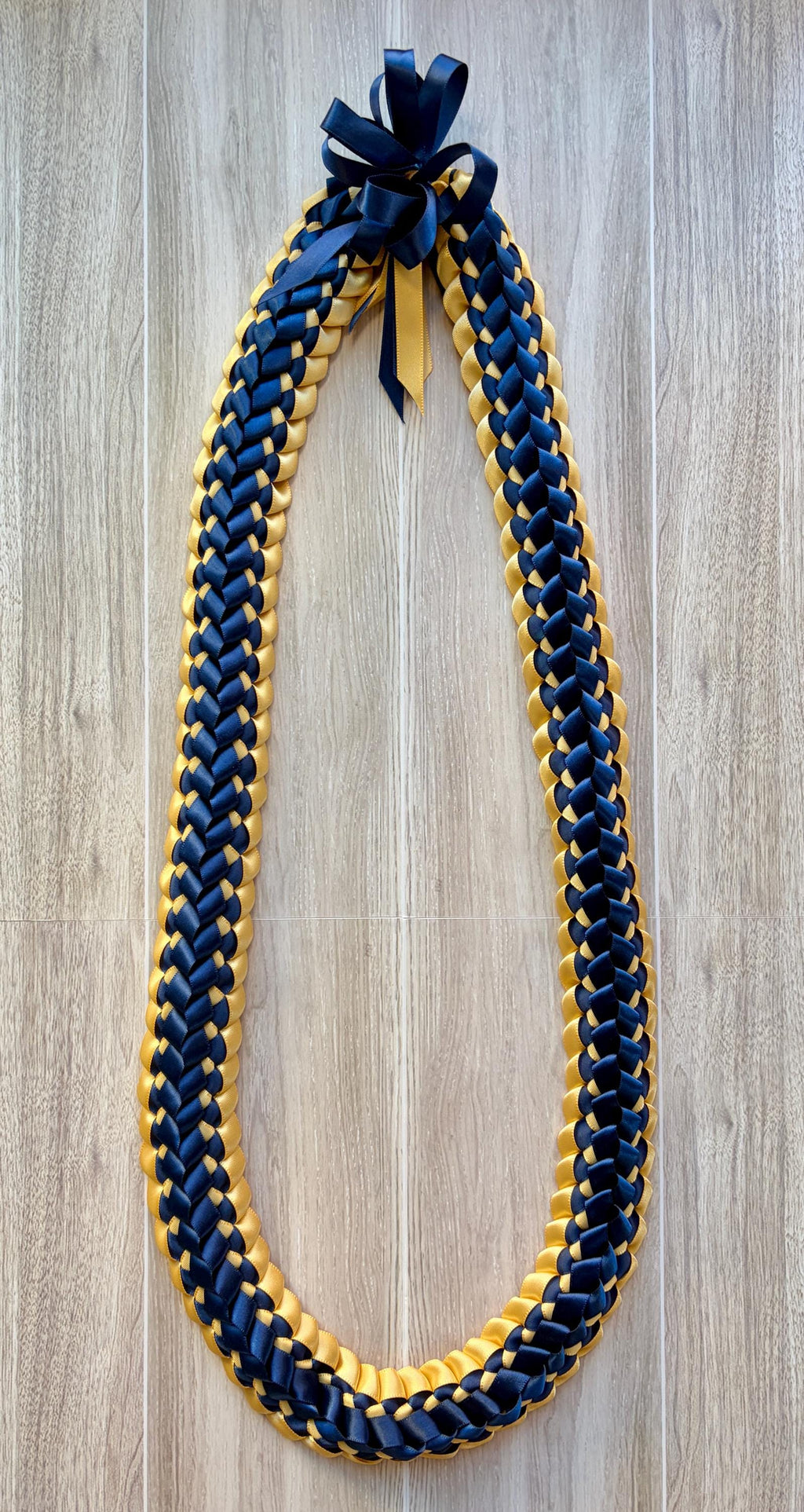 Navy Blue and Gold Double Ribbon Lei