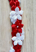 Red and White Wrap Ribbon Lei