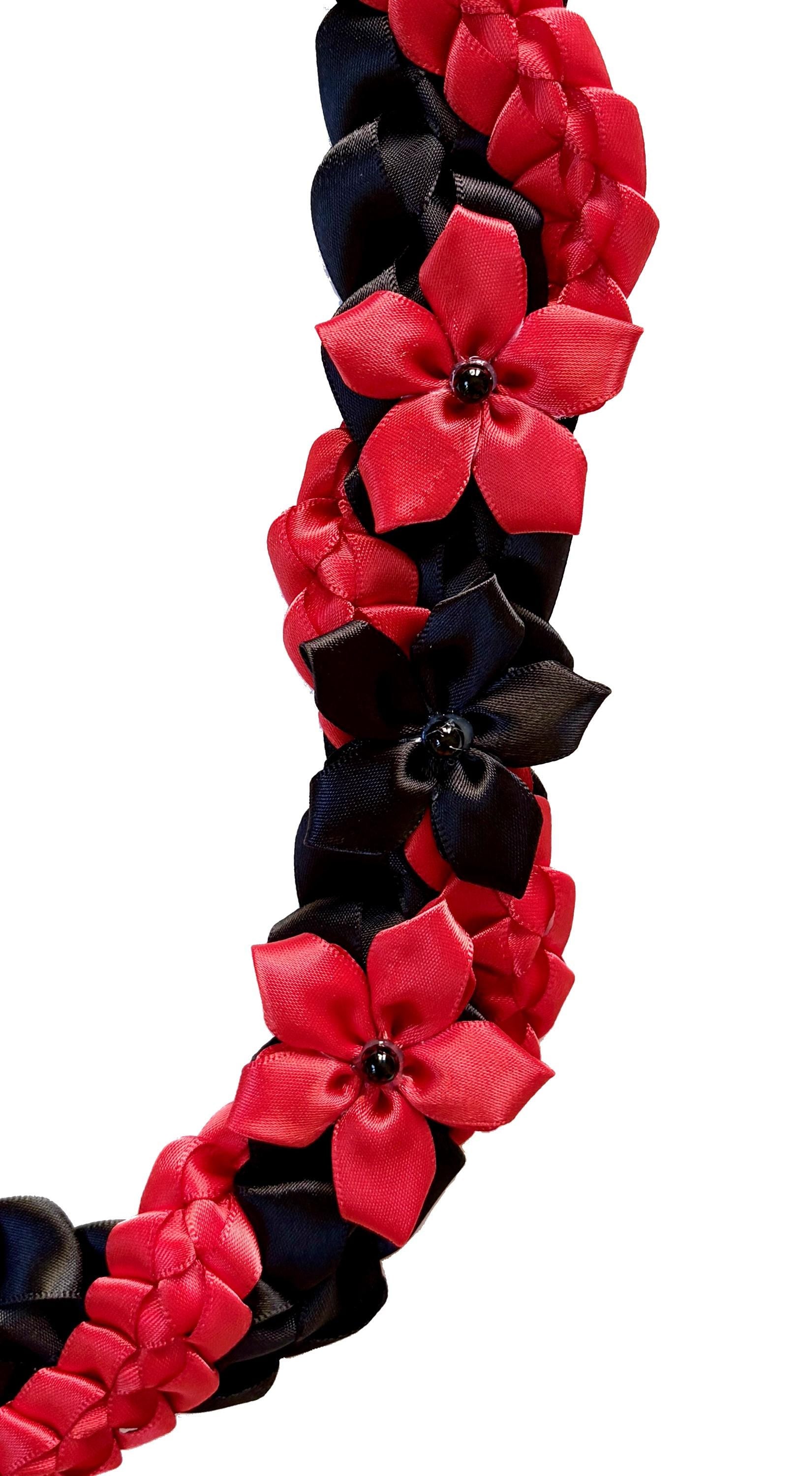 Black and Red Wrap Ribbon Lei
