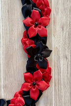 Black and Red Wrap Ribbon Lei