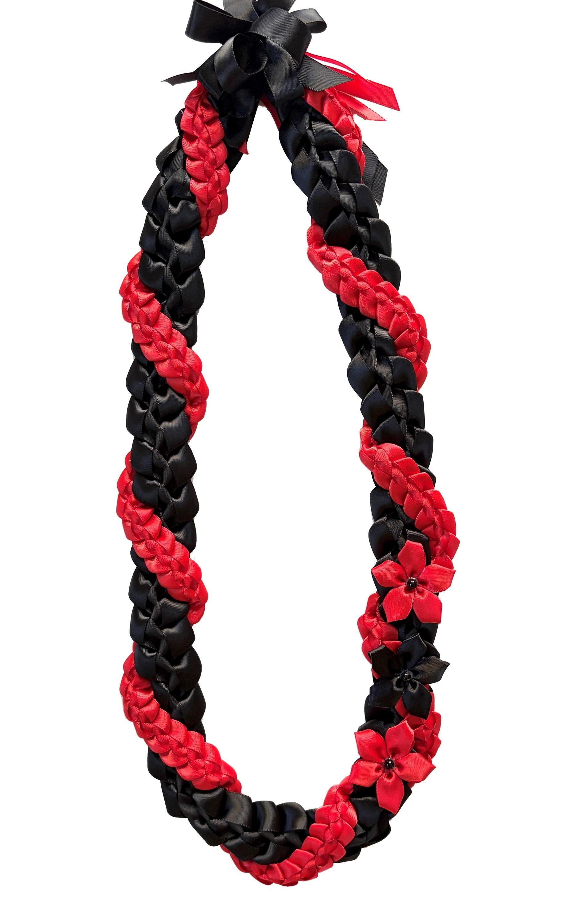 Black and Red Wrap Ribbon Lei
