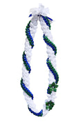 White, Forest Green, and Royal Blue Wrap Ribbon Lei