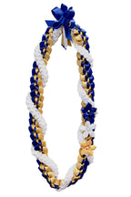 Royal Blue, Gold, and White Wrap Ribbon Lei