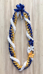 Royal Blue, Gold, and White Wrap Ribbon Lei