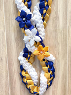 Royal Blue, Gold, and White Wrap Ribbon Lei