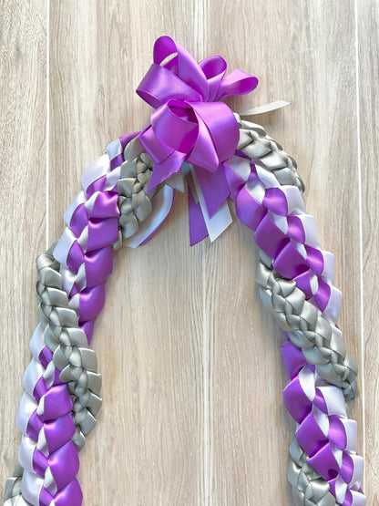 Purple, White, and Gray Wrap Ribbon Lei