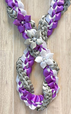 Purple, White, and Gray Wrap Ribbon Lei