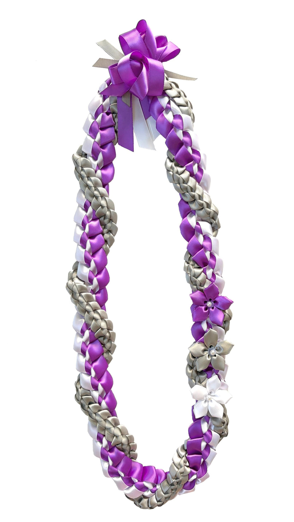 Purple, White, and Gray Wrap Ribbon Lei