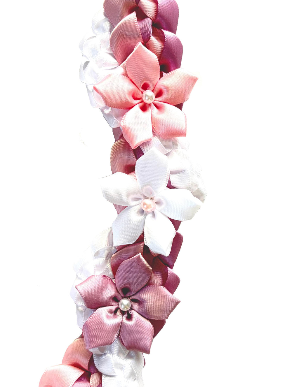 Rose, Pink, and White Wrap Ribbon Lei