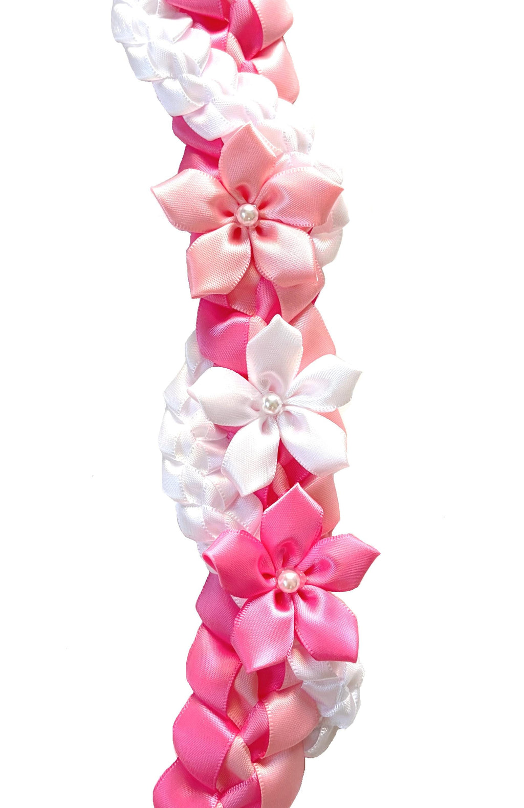 Hot Pink, Pink, and White Wrap Ribbon Lei