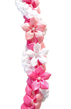 Hot Pink, Pink, and White Wrap Ribbon Lei