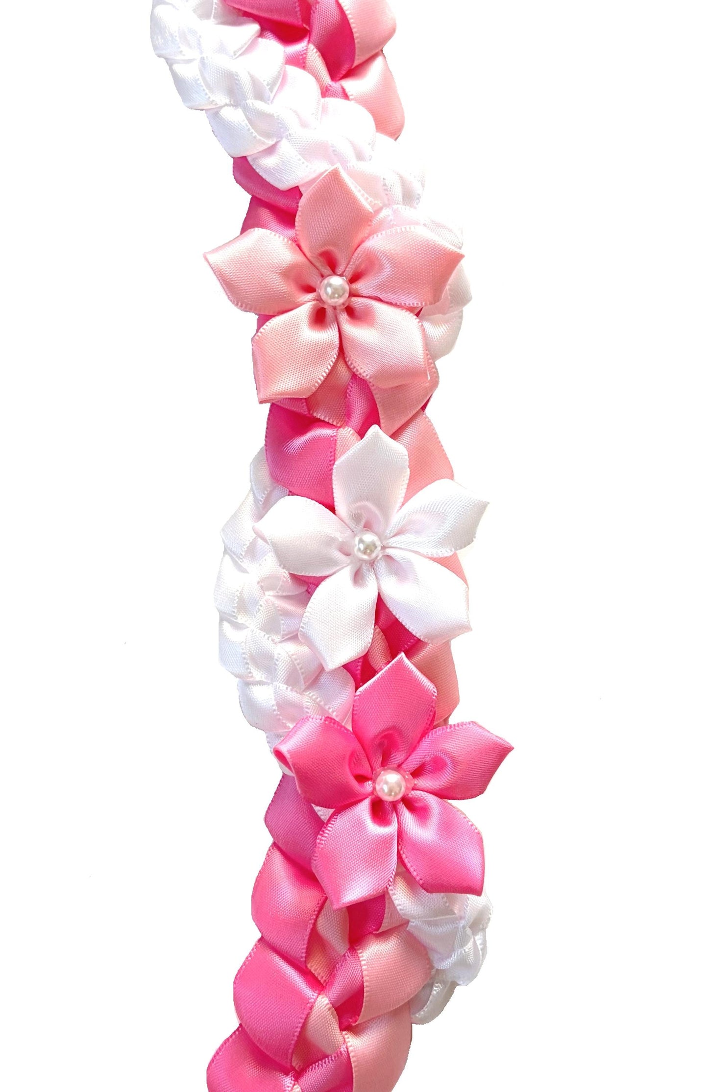 Hot Pink, Pink, and White Wrap Ribbon Lei