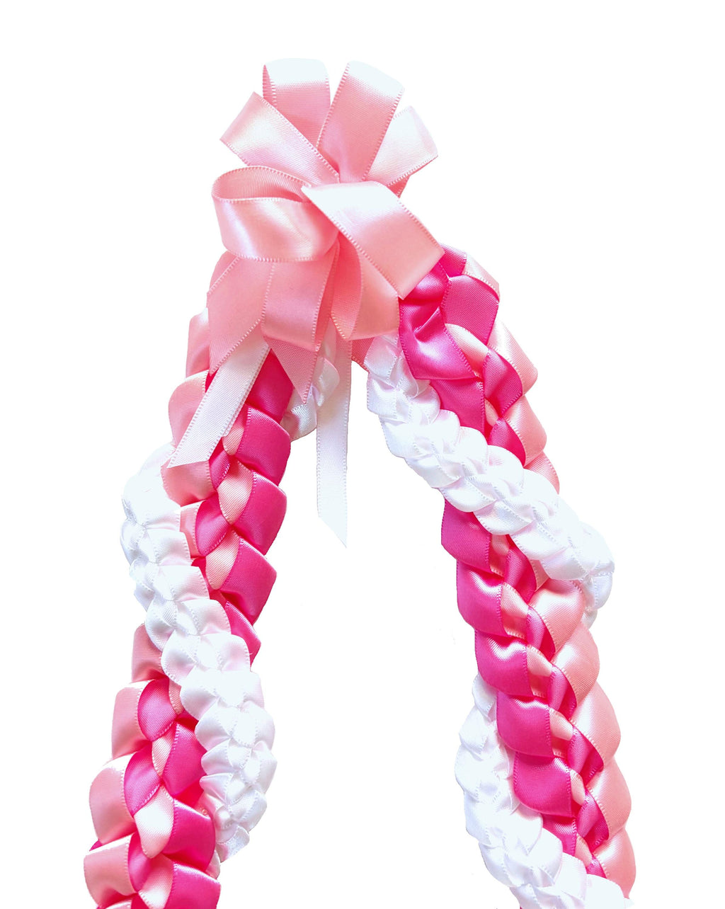 Hot Pink, Pink, and White Wrap Ribbon Lei
